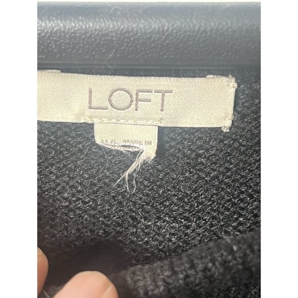 LOFT Sweater Poncho Shawl~M L ~Black Cardigan Shawl Open Side Ties. Cc - Picture 4 of 4